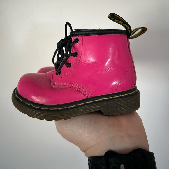Dr Martens Brooklee B TODDLER Boots Patent Hot Pink Side Zip size 6 - Picture 2 of 9